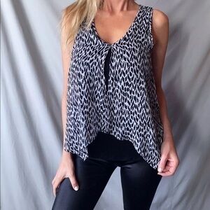 Sleeveless Split Double Layer Animal Print Blouse